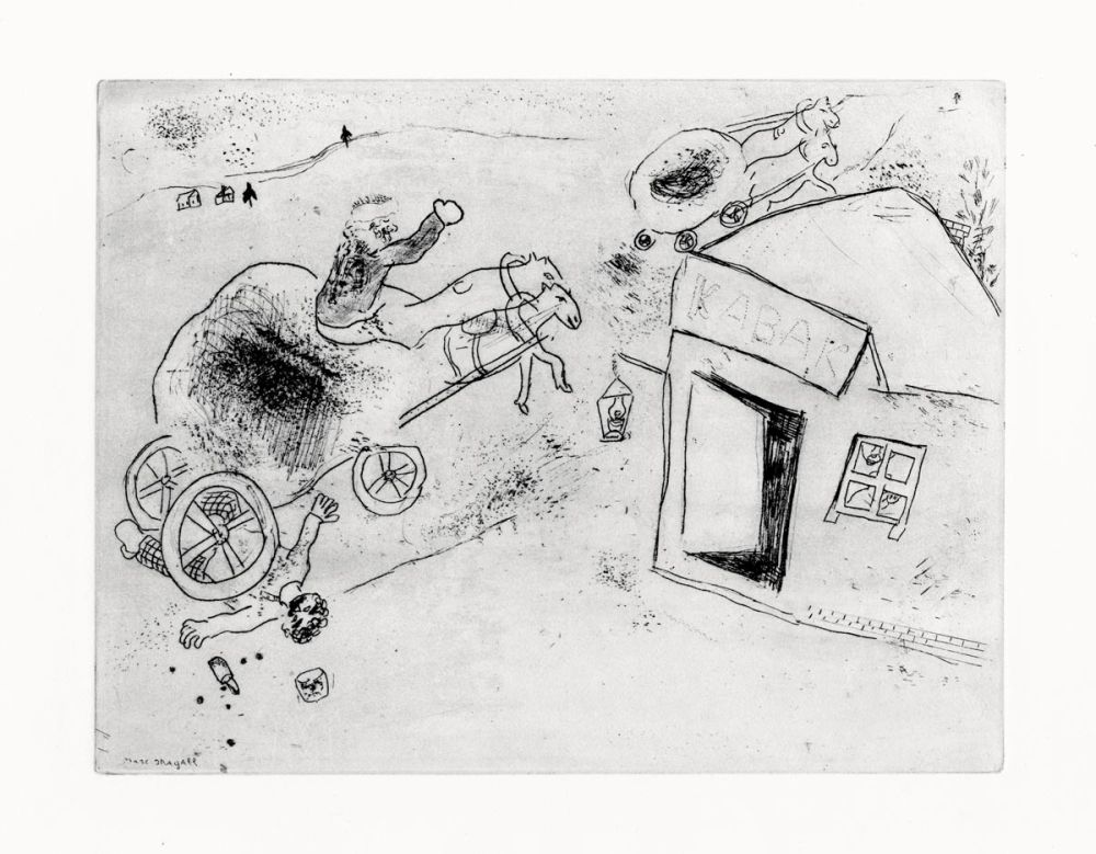 エッチング Chagall - Mort de Mets-les-pieds-dans-le-plat