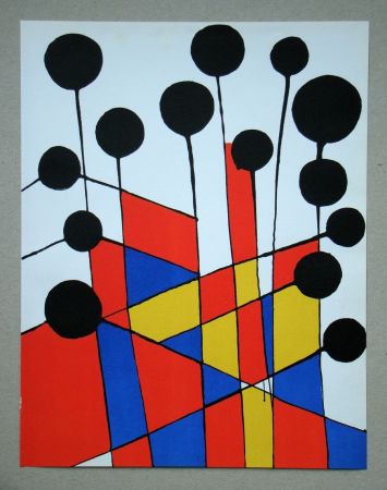 リトグラフ Calder - Mosaique et ballons noirs
