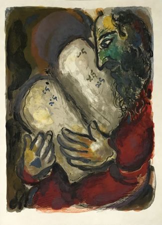 リトグラフ Chagall - Moses and the Tablets from The Story of Exodus