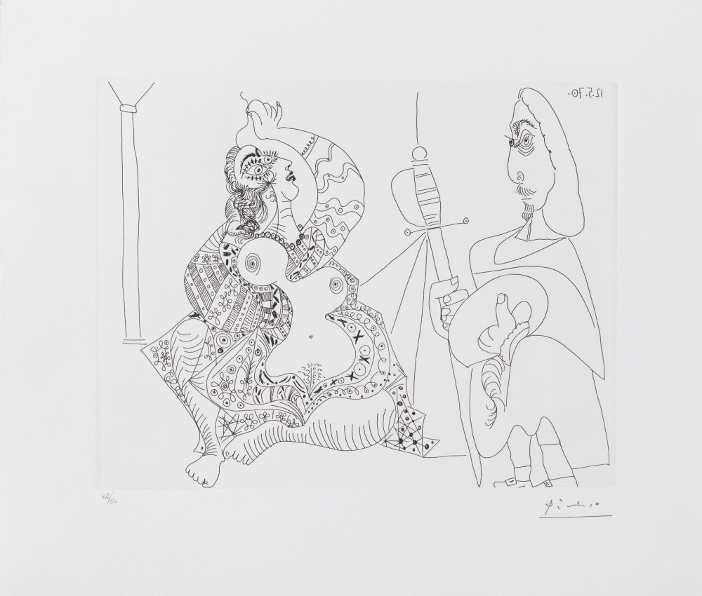 彫版 Picasso - MOUSQUETAIRE ET ODALISQUE, MEDUSE, (BLOCH 1902) – etching – 1970