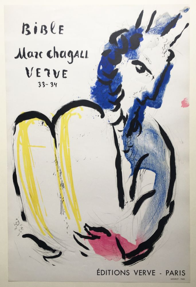 リトグラフ Chagall - MOÏSE. LA BIBLE. Affiche originale pour Verve 33-34 (1956).