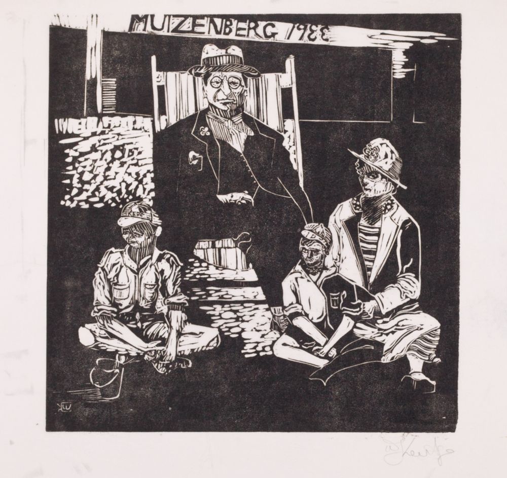 リノリウム彫版 Kentridge - Muizenberg 1933