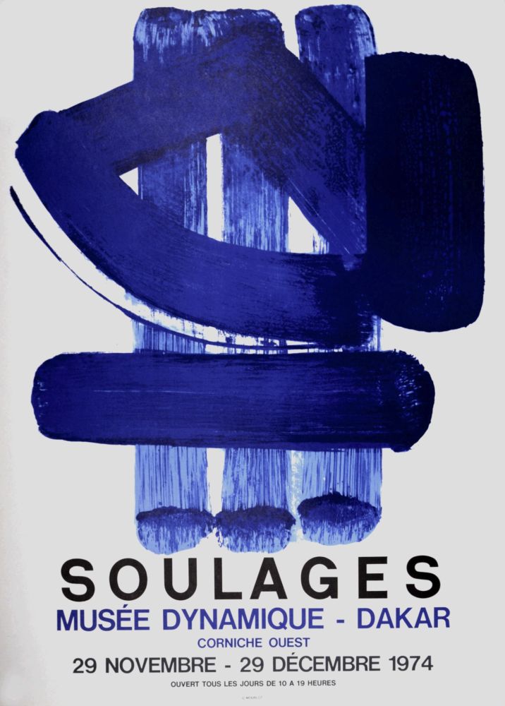 リトグラフ Soulages - Musée Dynamique-Dakar, 1974 - Mourlot edition