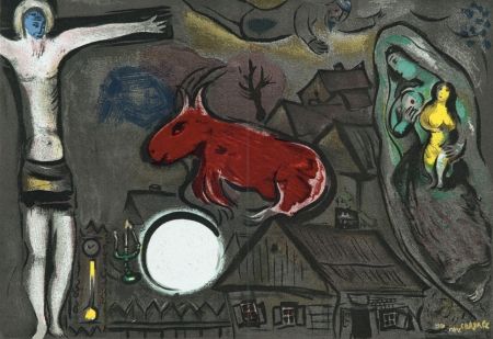 リトグラフ Chagall - Mystical crucifixion