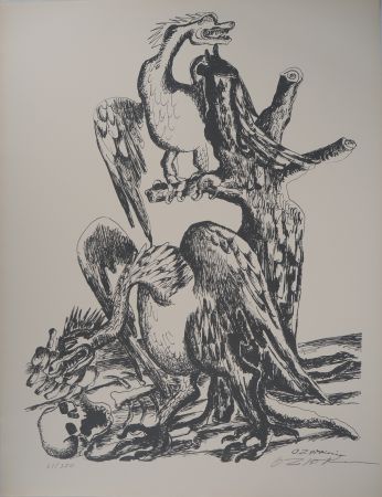 リトグラフ Zadkine - Mythologie Hercule et les oiseaux du lac Stymphale