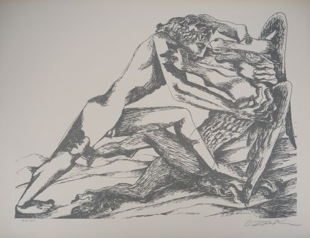 リトグラフ Zadkine - Mythologie Hercule et une jument de Diomède