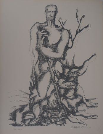 リトグラフ Zadkine - Mythologie : Hercule triomphant face à Cerbère