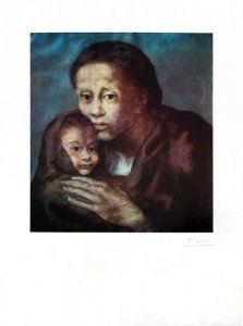 リトグラフ Picasso - Mère et enfant Au Fichu