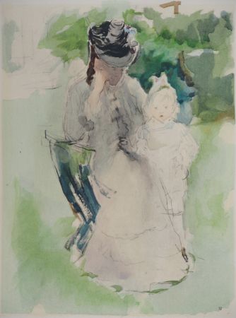 リトグラフ Morisot - Mère et petite fille