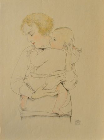 彫版 Sauer - Mère et son enfant