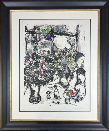 リトグラフ Chagall - Nature morte au bouquet
