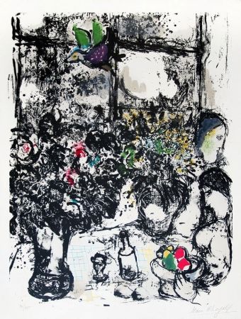 リトグラフ Chagall - Nature morte au bouquet (Still Life with Bouquet), 1960