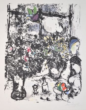 リトグラフ Chagall - Nature Morte En Bouquet - M299