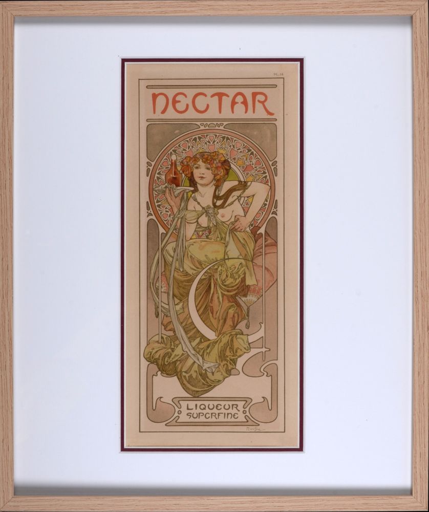 リトグラフ Mucha - Nectar, 1902 - Framed