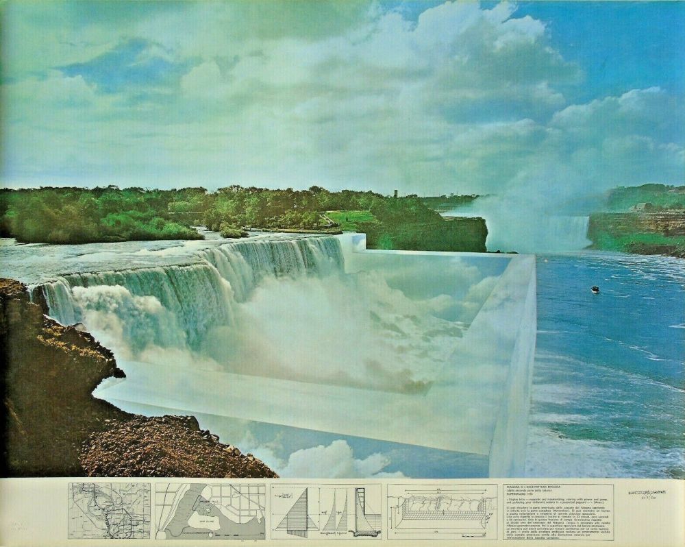 リトグラフ Superstudio - Niagara o l'architettura riflessa