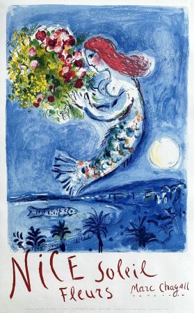 リトグラフ Chagall - Nice, soleil, fleurs