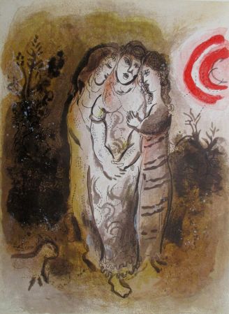 リトグラフ Chagall - Noemie et ses Belles-Filles / Naomi hans her daughter-in-law