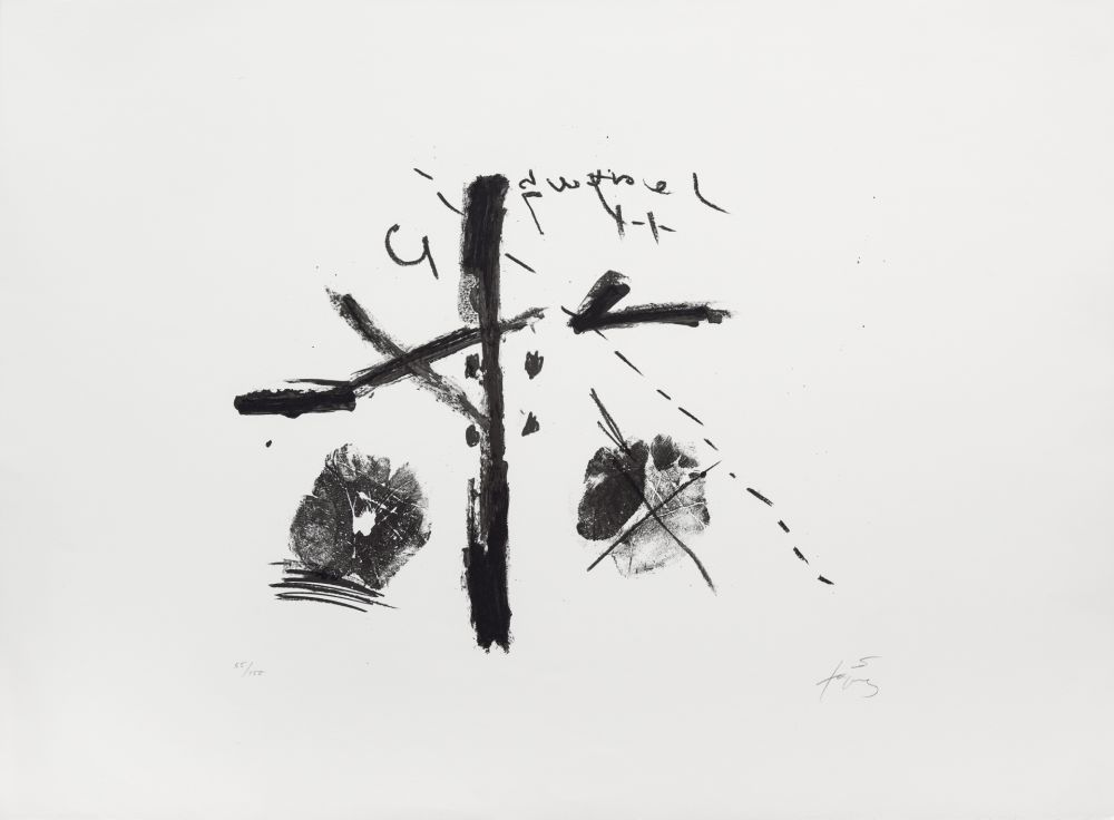リトグラフ Tàpies - Noir/fond blanc