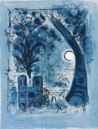 リトグラフ Chagall - Notre-Dame et la Tour Eiffel