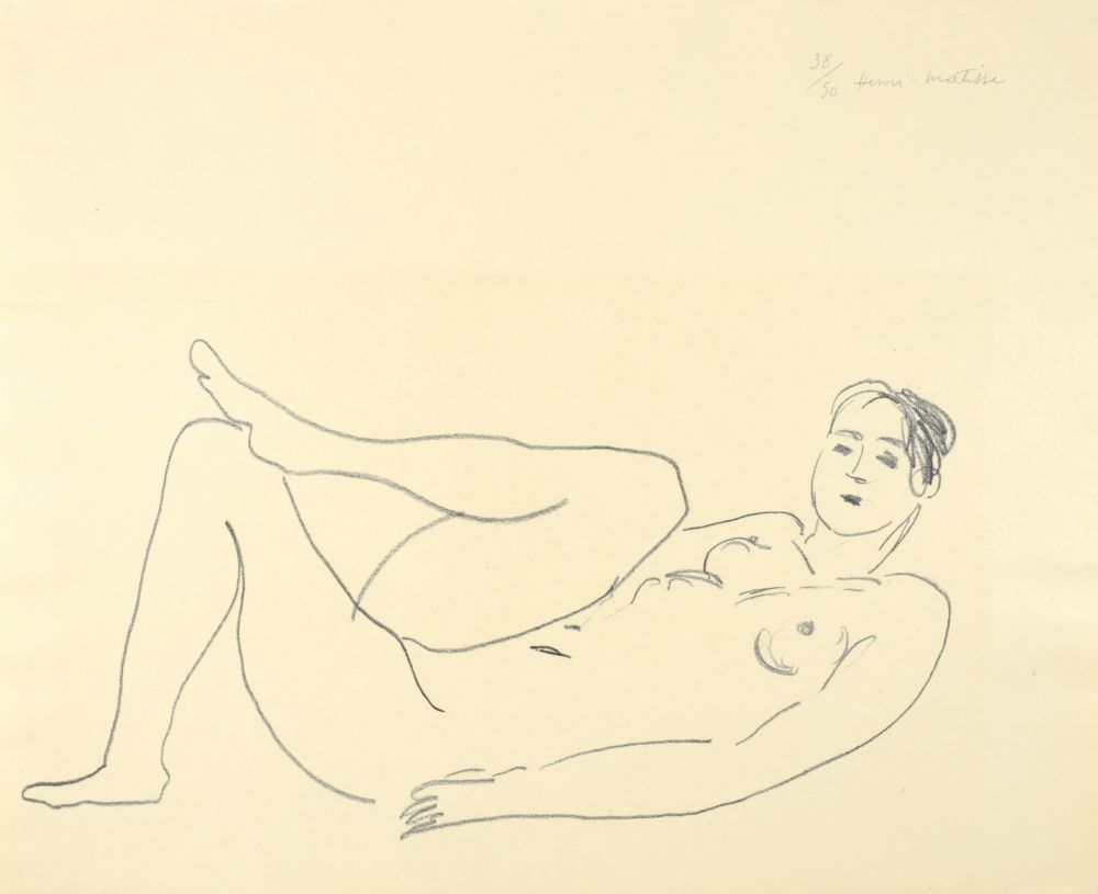 リトグラフ Matisse - Nu couché, jambe repliée - Étude de jambes