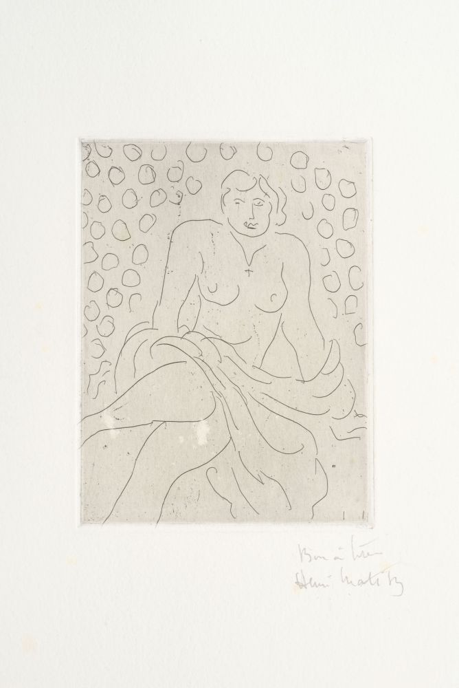 彫版 Matisse - Nu drapé sur fond composé de cercles