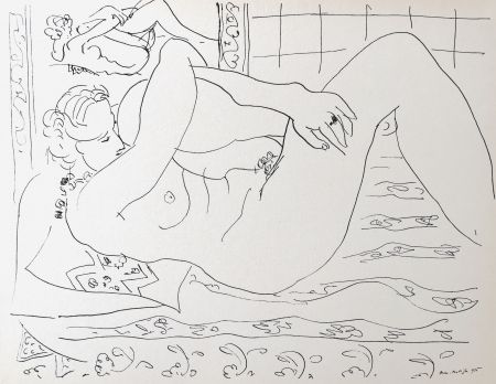 リトグラフ Matisse - Nue allongée dans le miroir