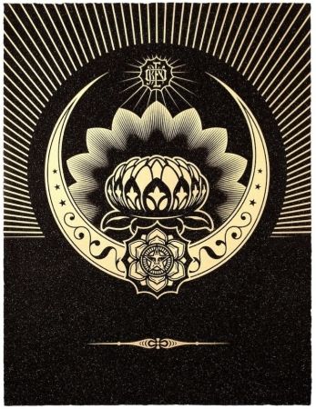 シルクスクリーン Fairey - Obey Lotus Crescent (Black / Gold)