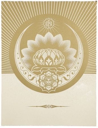 シルクスクリーン Fairey - Obey Lotus Crescent (White / Gold)