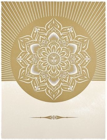 シルクスクリーン Fairey - Obey Lotus Diamond (White / Gold)
