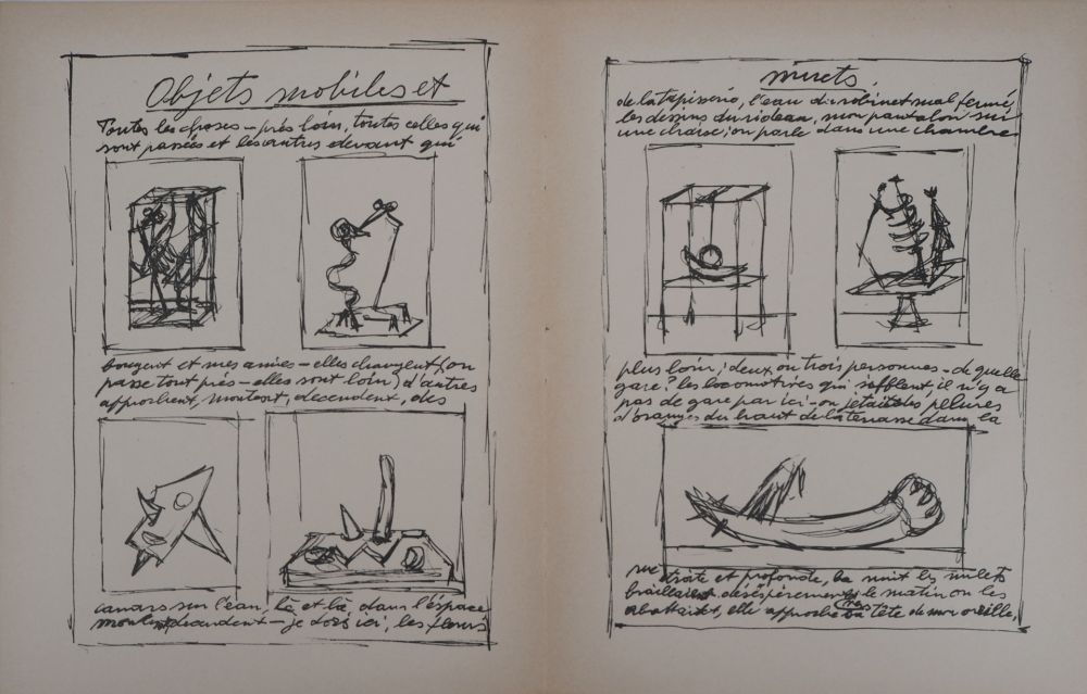 リトグラフ Giacometti - Objets mobiles et muets