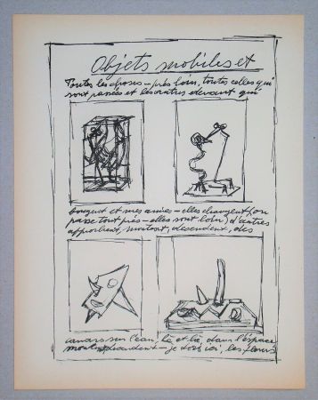 リトグラフ Giacometti - Objets mobiles et muets Part I.