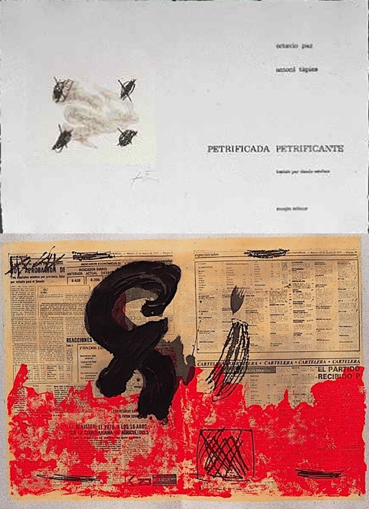 挿絵入り本 Tàpies - Octavio PAZ: PETRIFICADA PETRIFICANTE. 8 gravures originales en couleurs (1978).