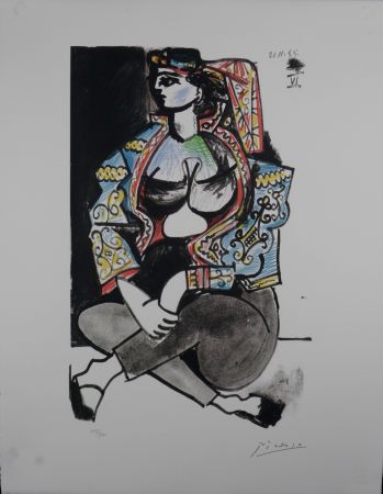 リトグラフ Picasso (After) - Odalisque