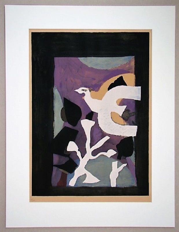 リトグラフ Braque - Oiseau et Lotus