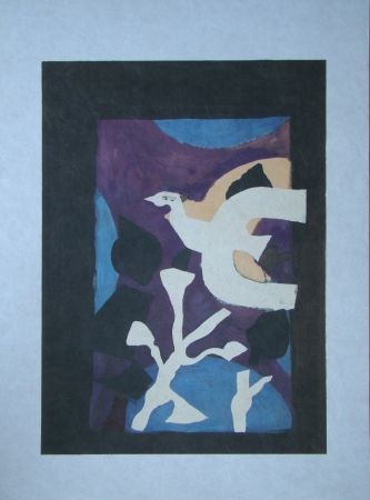 リトグラフ Braque - Oiseau et Lotus. Avant La Lettre