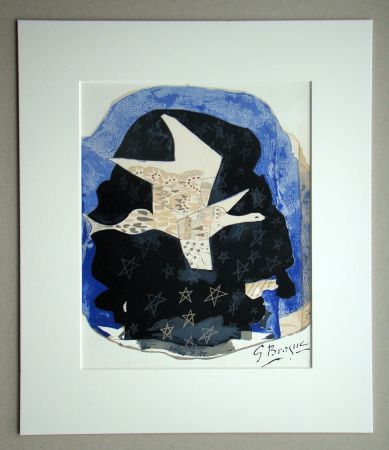リトグラフ Braque - Oiseau et étoiles