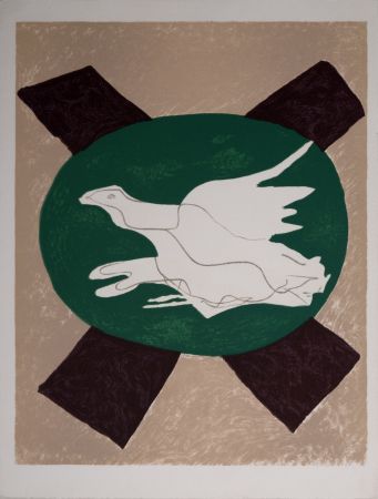 リトグラフ Braque - Oiseau sur fond de X, 1975 - Deluxe Edition