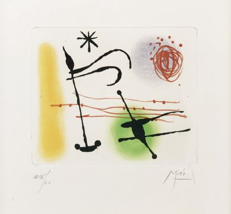 エッチングと　アクチアント Miró - ONE PLATE (FROM LA BAGUE D'AURORE SUITE)
