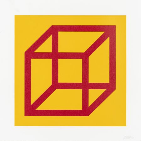 リノリウム彫版 Lewitt - Open Cube in Color on Color Plate 01 