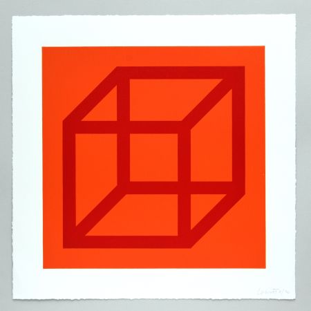 リノリウム彫版 Lewitt - Open Cube in Color on Color Plate 03