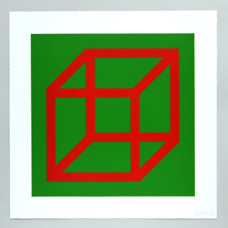 リノリウム彫版 Lewitt - Open Cube in Color on Color Plate 04