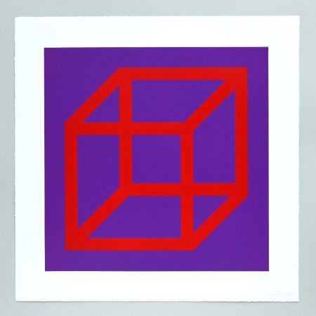 リノリウム彫版 Lewitt - Open Cube in Color on Color Plate 05