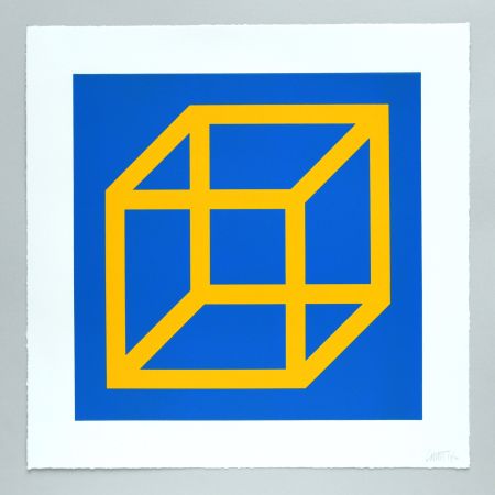 リノリウム彫版 Lewitt - Open Cube in Color on Color Plate 06