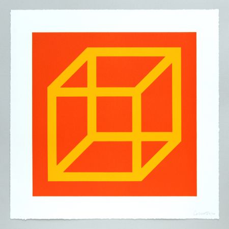 リノリウム彫版 Lewitt - Open Cube in Color on Color Plate 07