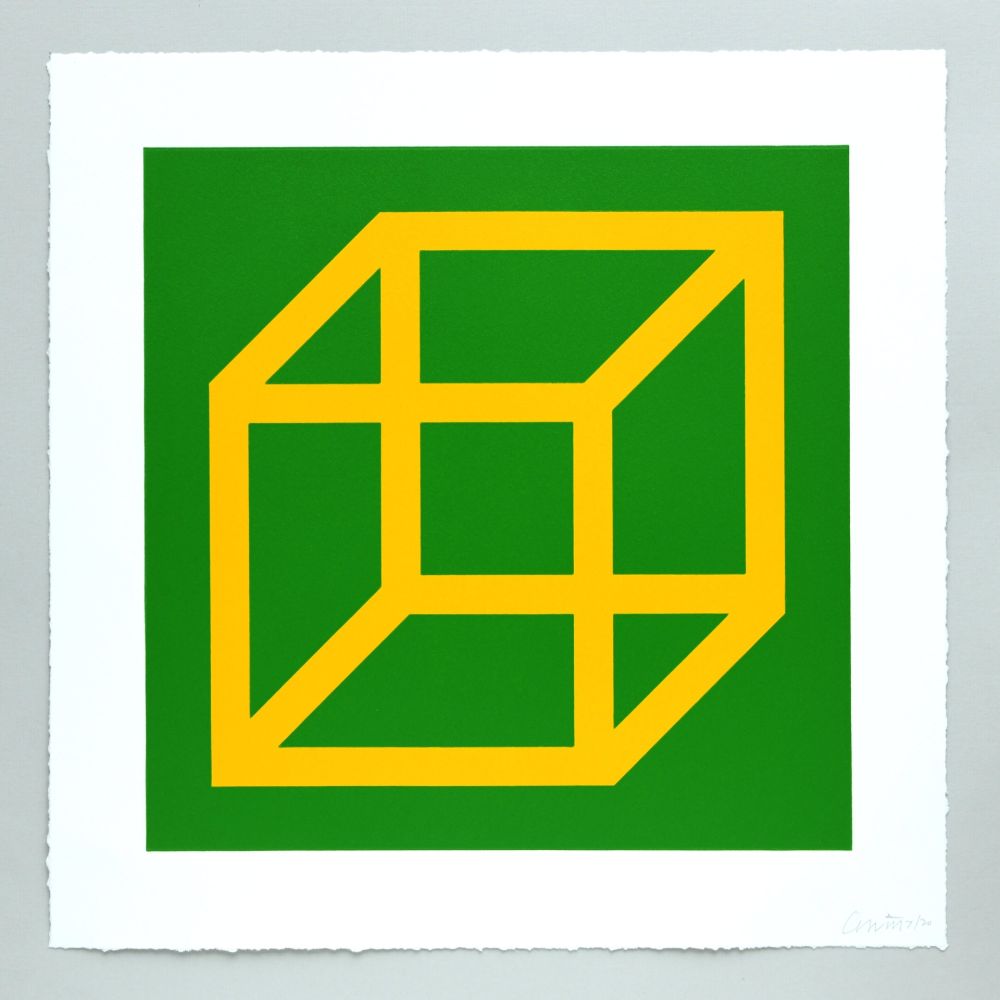 リノリウム彫版 Lewitt - Open Cube in Color on Color Plate 08