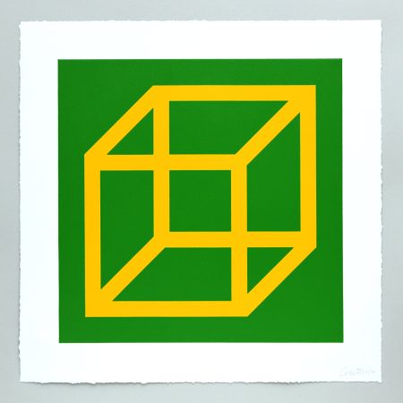 リノリウム彫版 Lewitt - Open Cube in Color on Color Plate 08