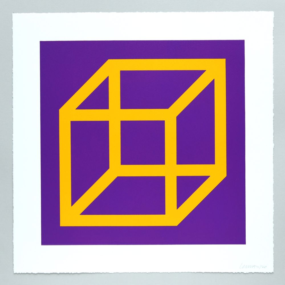 リノリウム彫版 Lewitt - Open Cube in Color on Color Plate 09