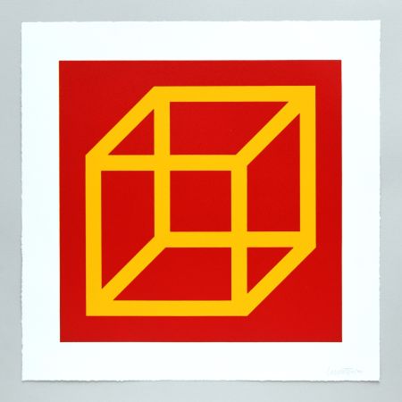 リノリウム彫版 Lewitt - Open Cube in Color on Color Plate 10