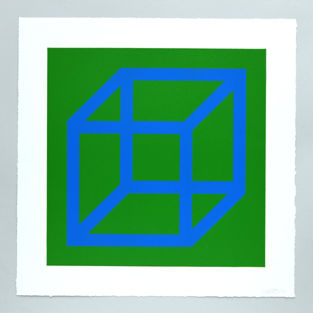 リノリウム彫版 Lewitt - Open Cube in Color on Color Plate 12