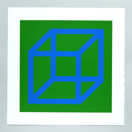 リノリウム彫版 Lewitt - Open Cube in Color on Color Plate 12